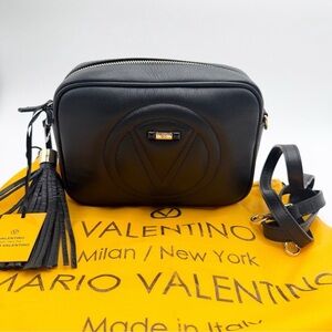 Valentino Mario Valentino Mia Signature Black Leather Crossbody Bag/Dust Bag NWT